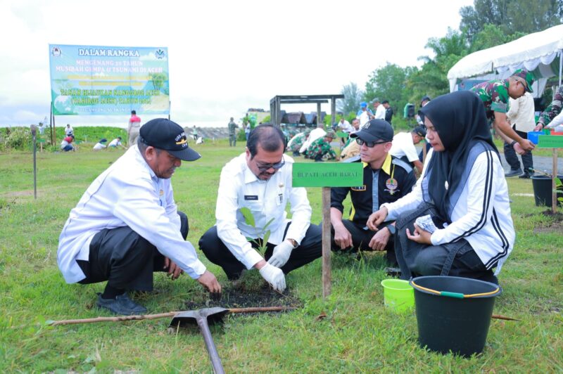 Pj Bupati m3lakukan penanaman pohon bersama, pada program TAHIROE Aceh 2024